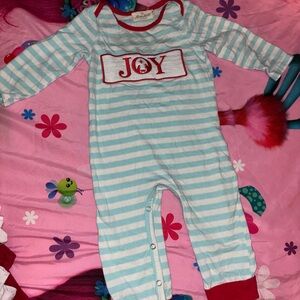 Mud Pie Joyful Striped Bodysuit - Red and Light Blue